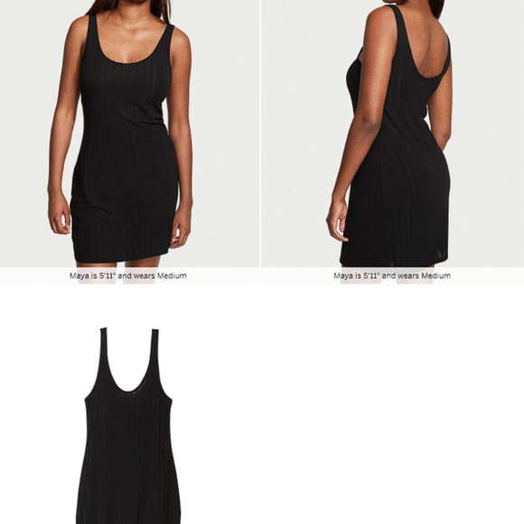 VICTORIA'S SECRET Luxe Modal Ribbed Slip / Nightgown Black Sexy NWT - Picture 4 of 4